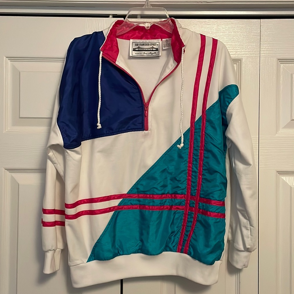 Vintage 80’s women’s Connie Mazella San Fran pullover Medium Great colors!